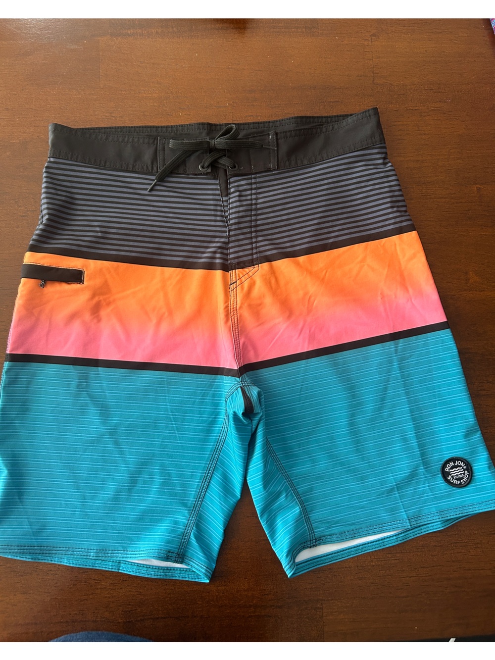 Ron Jon Teal Striped Board Shorts